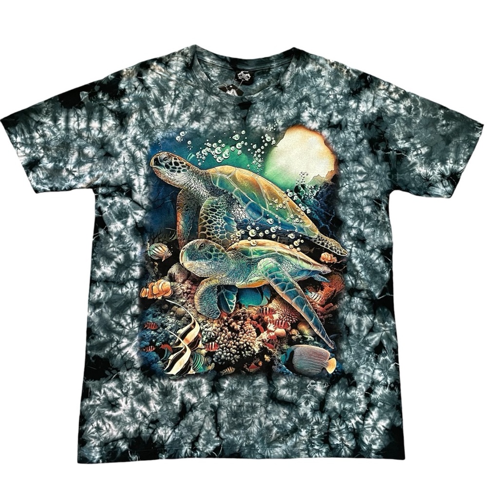 *NWT* Caballo 4D Tie-Die Super Glow Sea Turtle Short Sleeve Shirt, Under the Sea